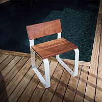 Contemporary garden chair KAISEKIoutdoorwoodensteel base