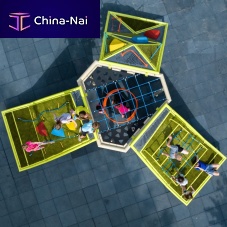 Climbing structure with trampoline PLAYHILLS for playgroundmodular