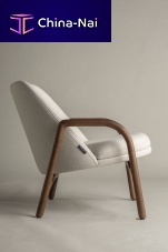 Contemporary armchair Cottofabricoakwalnut