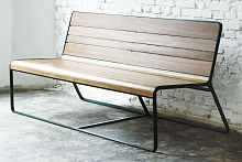 Contemporary garden bench HANA LOVEwoodenaluminumwith backrest