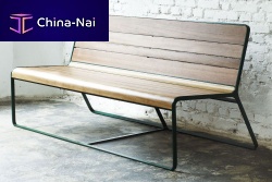 Contemporary garden bench HANA LOVEwoodenaluminumwith backrest