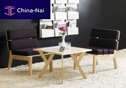 Contemporary fireside chair KAMNleatherfabricbirch