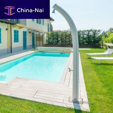 Solar outdoor shower poolwith foot washerwooden
