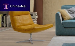 Contemporary fireside chair COLLINSleatherfabricstar base