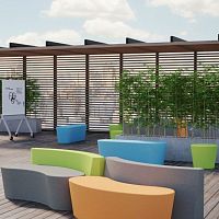 Contemporary ottoman Flowformfabricupholsteredoutdoor