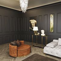 Contemporary armchair MADEMOISELLEvelvetroundbrown
