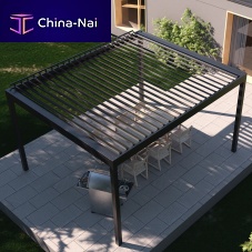 Self-supporting pergola Comfort wall-mountedaluminumwith mobile slats