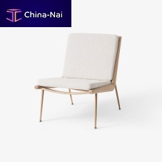Contemporary fireside chair BOOMERANGfabricsolid woodbrass