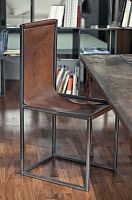 Contemporary chair SITTING COWindoorcowhidesteel base