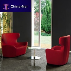 Contemporary armchair OSCARsteelwoodenred