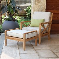 Contemporary armchair APEX : 5075fabricteakwith footrest