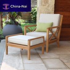Contemporary armchair APEX : 5075fabricteakwith footrest