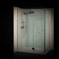 Tempered glass shower cubicle with hinged doorcornersmoked glass