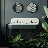Wall-mounted washbasin retro style TRUECOLORS LITEceramicwith mixer tapmatte finish