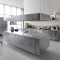 Contemporary kitchen EGOstainless steelislandmodular