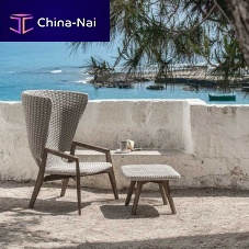 Contemporary footrest Knitteakmahoganyrope
