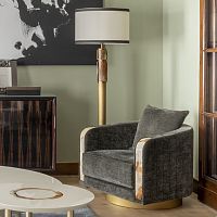 Floor-standing lamp BABELbrassleathercontemporary
