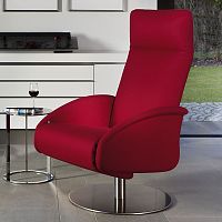 Contemporary relaxing armchair CLIFFleatherfabricwith footrest