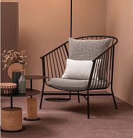 Contemporary armchair JEANETTEleatherfabricsteel