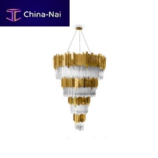 Contemporary chandelier EMPIREglassbrasswaterfall
