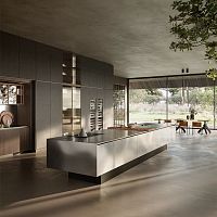 Contemporary kitchen NOVANTAstainless steelislandhandleless