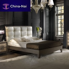 Double bed ST 704contemporarywith upholstered headboardwith leather headboard