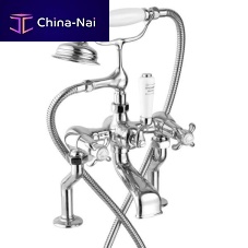 Double-handle shower mixer tap NGT1010Tfor bathtubdeck mountedchromed metal
