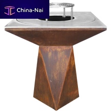 Wood-burning fire pit G1stainless steelwoodenwith barbecue