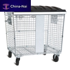 Metal waste container 1002036industrial wastewith lid4-wheel