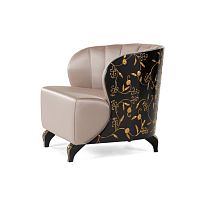 Traditional armchair CELINEfabricleatherwooden