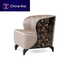 Traditional armchair CELINEfabricleatherwooden