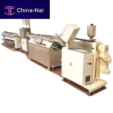 Tube extrusion line for corrugated pipeprofilefor thermoplastics