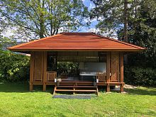 Wooden spa enclosure 20M2teakbambooresin