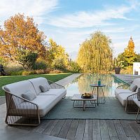 Contemporary sofa Sallyoutdoorfabricbrown