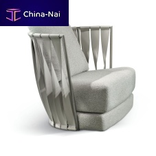Contemporary armchair TWISTfabricstainless steelwith removable cushion