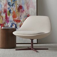Contemporary fireside chair ChiarafabricleatherAmerican walnut