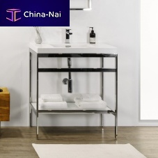 Stainless steel washbasin stand CONSOLE METROglass