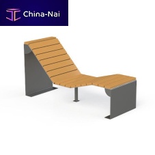 Contemporary sun lounger LAGON galvanised steelwoodenfor public space