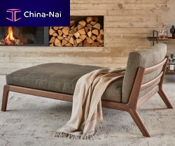 Contemporary chaise longue SOVA fabricleathersolid wood