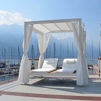 Wooden gazebo ZONE RELAXaluminumfabric roofmetal frame