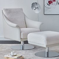 Contemporary armchair ACHILLEfabricleatherwith footrest