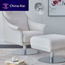 Contemporary armchair ACHILLEfabricleatherwith footrest