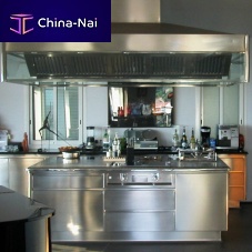 Contemporary kitchen SUR MESUREstainless steelL-shapedcustom