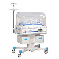 Infant incubator on casters HF-4000 serieswith scalewith 4 operating windows