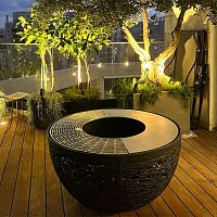 Wood-burning fire pit LAVA NESTcharcoalsteelstainless steel