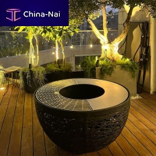 Wood-burning fire pit LAVA NESTcharcoalsteelstainless steel