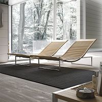 Contemporary chaise longue fabricbeechstainless steel