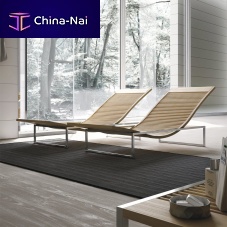 Contemporary chaise longue fabricbeechstainless steel