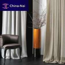 Plain sheer curtain fabric HENRIETTE Trevira CS®washablefire-rated
