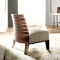 Contemporary fireside chair CHARMfabricleatherbeech